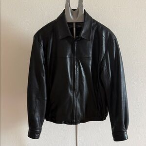 Wilsons Leather Black Zip-Front Bomber Jacket